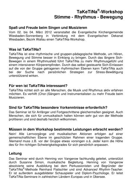 TaKeTiNa März 2012 - Ev. Thalkirchengemeinde Wiesbaden ...