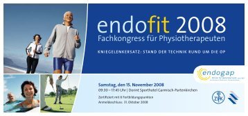 endofit 2008 - endogap Klinik für Gelenkersatz