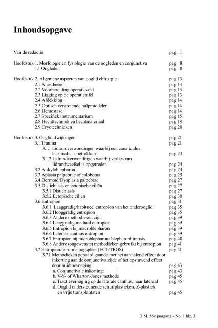 Chirurgische behandeling van ooglidafwijkingen