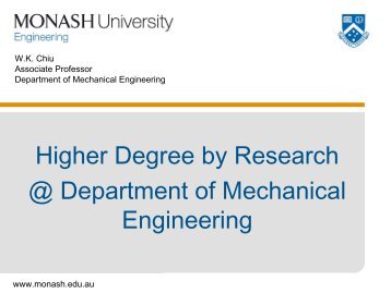 Dr W.K. Chiu Associate Professor Department of Mechanical ...