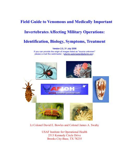 Field Guide to Venomous and Medically Important Invertebrates ...