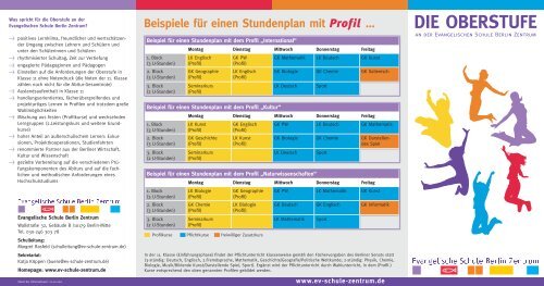 Beispiel Fur Einen Stundenplan Mit Dem Profil Evangelische Schule
