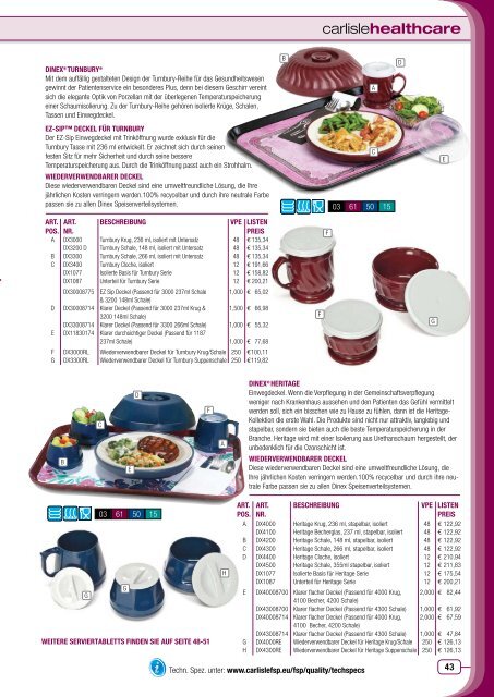 CARLISLE FoodService Products PDF-Katalog - ZIB Service GmbH