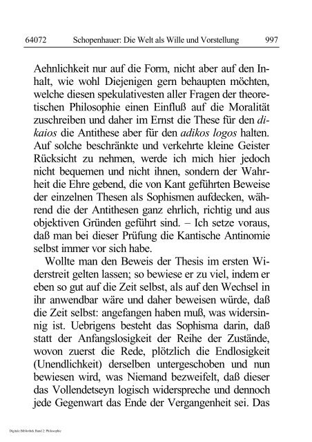 Arthur Schopenhauer - Die Welt als Wille und Vorstellung