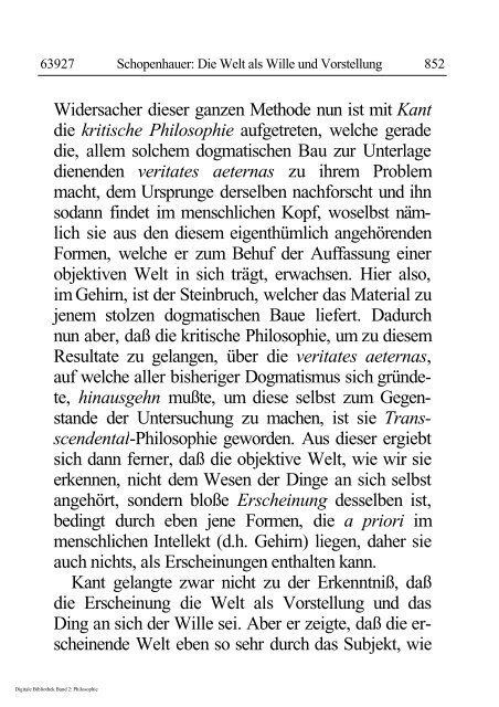 Arthur Schopenhauer - Die Welt als Wille und Vorstellung