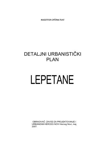 DETALJNI URBANISTIČKI PLAN - Opština Tivat