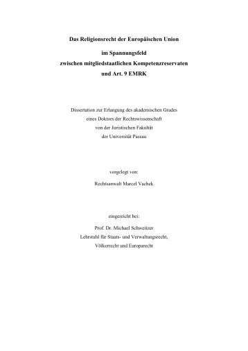 Das Religionsrecht der Europäischen Union im ... - ra-arzthaftung.de