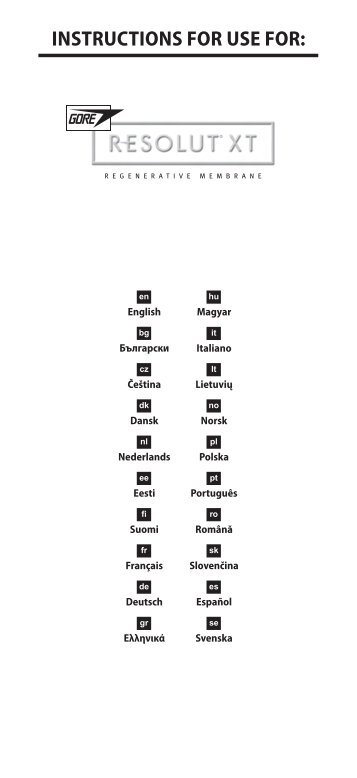 GORE RESOLUT XT Regenerative Membrane ... - Gore Medical