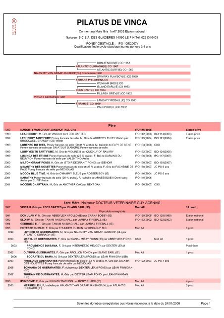 PILATUS DE VINCA - Haras-nationaux