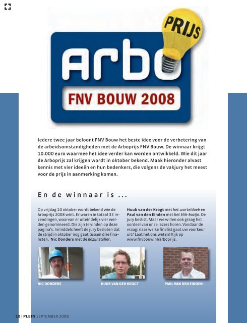 Plein nr. 5 september 2008 - FNV Bouw