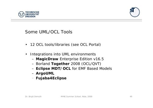 OCL By Example Lecture - Technische Universität Dresden