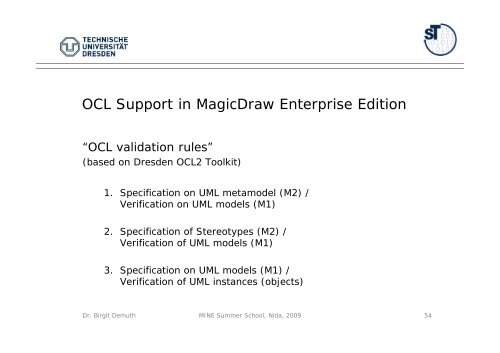 OCL By Example Lecture - Technische Universität Dresden