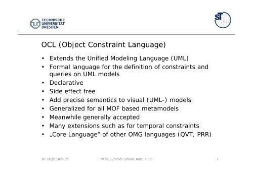 OCL By Example Lecture - Technische Universität Dresden