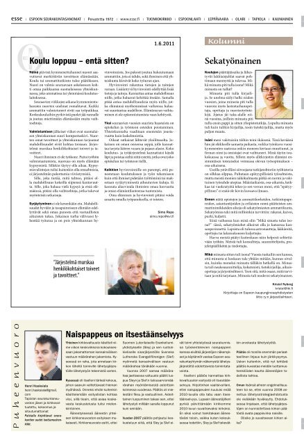 Esse 22/2011 (pdf) - Espoon seurakuntasanomat