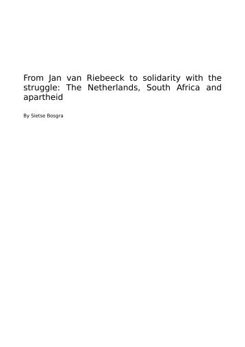 From Jan van Riebeeck to solidarity with the struggle: The ...