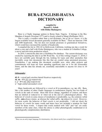 bura-english-hausa dictionary - UCLA Department of Linguistics
