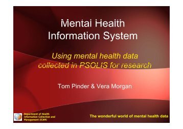 Using mental health data collected in PSOLIS for