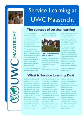 Service Learning at UWC Maastricht