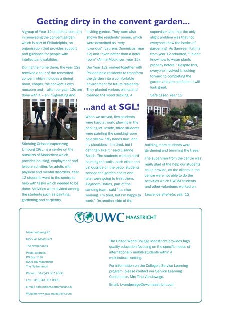 Service Learning at UWC Maastricht