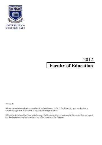 2012 Faculty of Education - University of the Western Cape