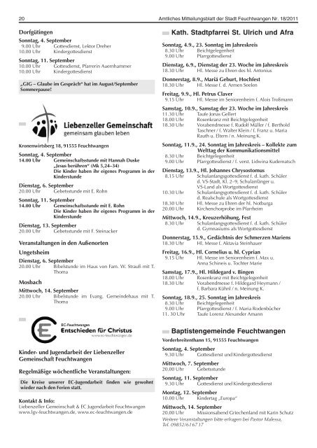 Mitteilungsblatt Nr. 18 vom 02.09.2011 - Stadt Feuchtwangen