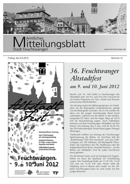 36. Feuchtwanger Altstadtfest - Stadt Feuchtwangen