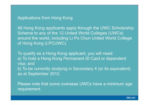 • Why UWC? • UWC around the world • Academics • Education ...