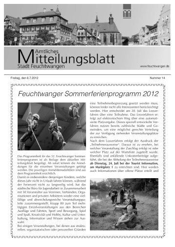 Mitteilungsblatt Nr 14 vom 06.07.2012 - Stadt Feuchtwangen