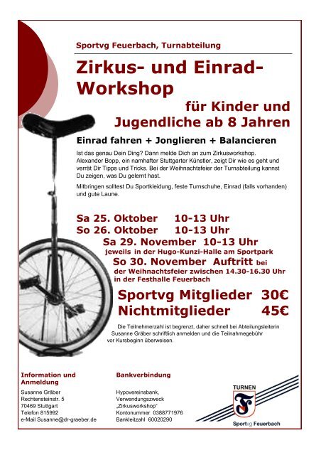 Zirkus- und Einrad- Workshop - Feuerbach