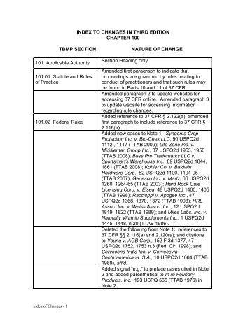 index to changes in third edition - U.S. Patent and Trademark Office