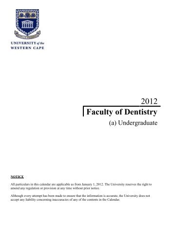 2012 Faculty of Dentistry - University of the Western Cape