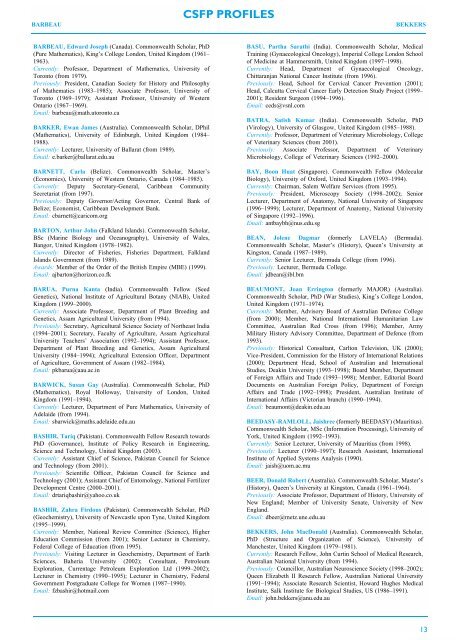 Directory of Commonwealth Scholars and Fellows 1960 – 2002