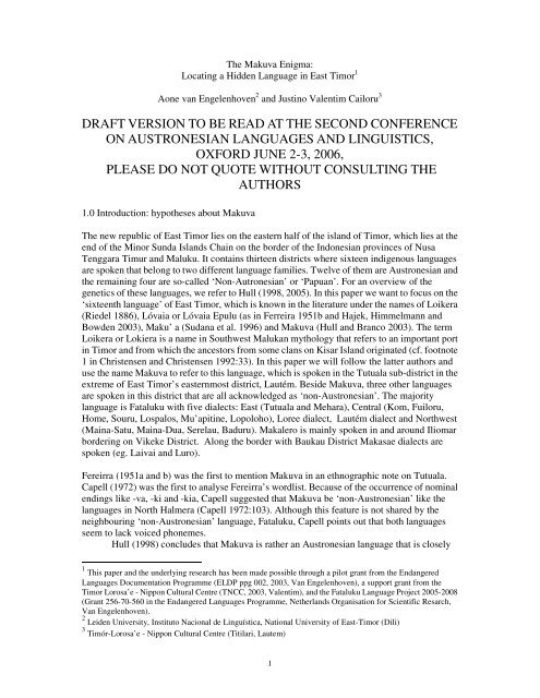 The Makuva Enigma Fataluku Language Project