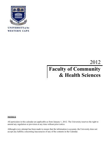 2012 Faculty of Community & Health Sciences - University of the ...