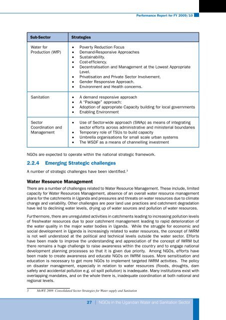 Performance Report for FY 2009/10 - UWASNET