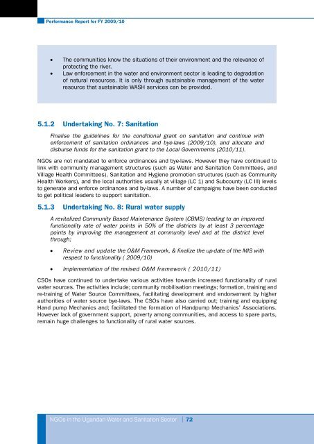 Performance Report for FY 2009/10 - UWASNET