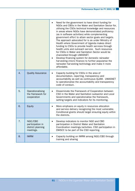 Performance Report for FY 2009/10 - UWASNET