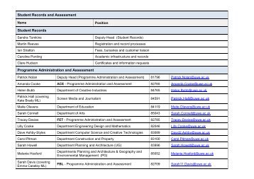 Student records and assessment contact list