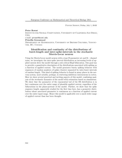 Abstracts of Posters 8-th European Conference on Mathematical ...