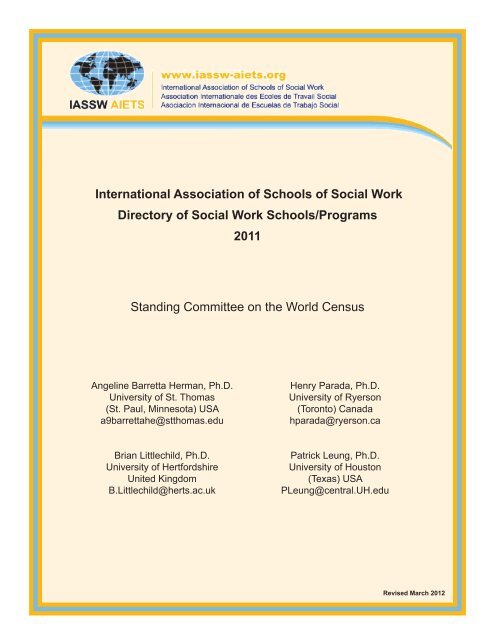 International Association of Schools of Social Work Directory of ...