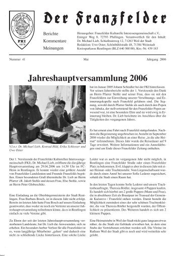 Jahreshauptversammlung 2006 - Die Franzfelder
