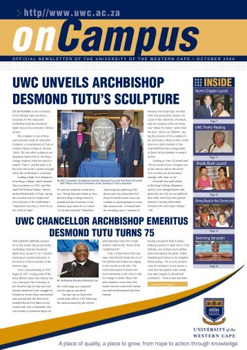 UWC UnVeILs ARCHBIsHOP desMOnd TUTU's sCULPTURe