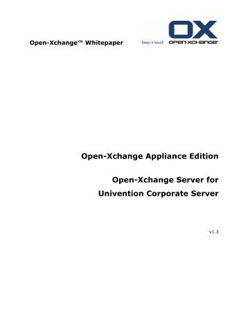 Open-Xchange Appliance Edition - Open-Xchange Software Directory