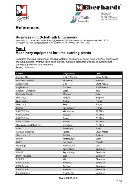 References Business unit Schaffrath Engineering