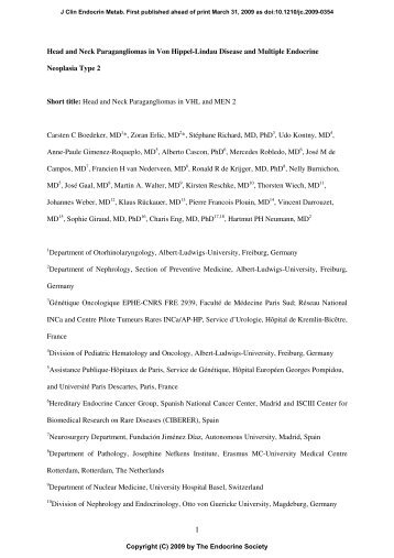 Head and Neck Paragangliomas in Von Hippel-Lindau Disease and ...