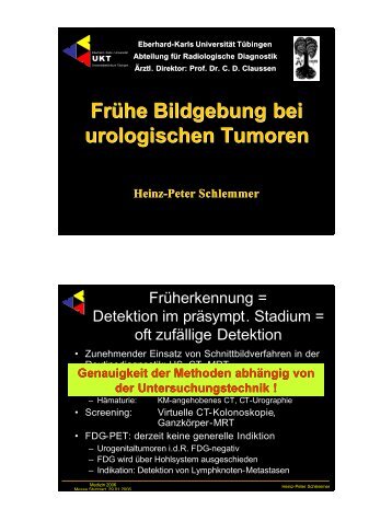 Frühe Bildgebung bei urologischen Tumoren