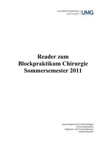 Reader zum Blockpraktikum Chirurgie Sommersemester ... - GWDG