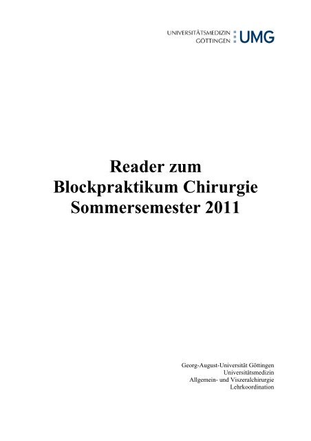 Reader zum Blockpraktikum Chirurgie Sommersemester ... - GWDG