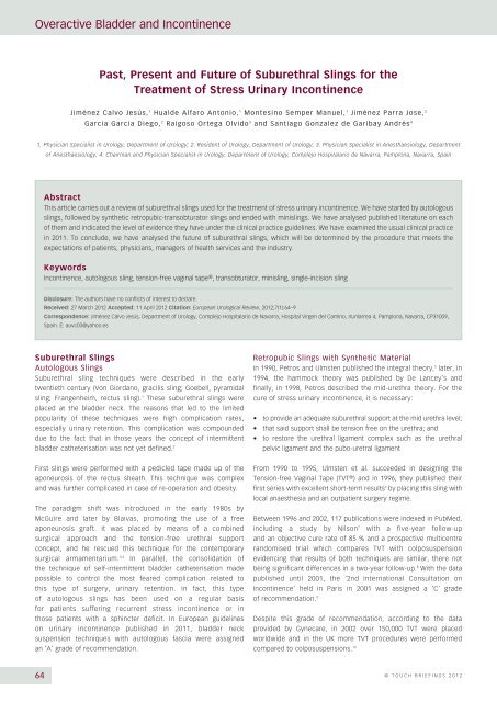 Overactive Bladder and Incontinence - Touch Urology