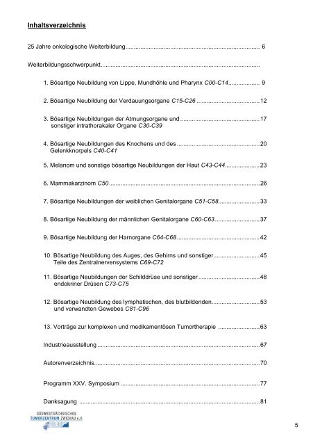 25 Jahre Onkologie-Symposium Zwickau - Südwestsächsisches ...